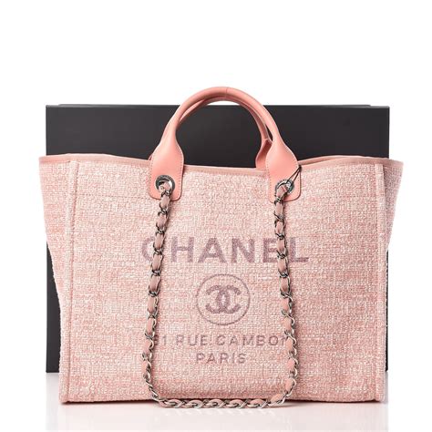 chanel canvas large deauville tote pink|chanel deauville tote size comparison.